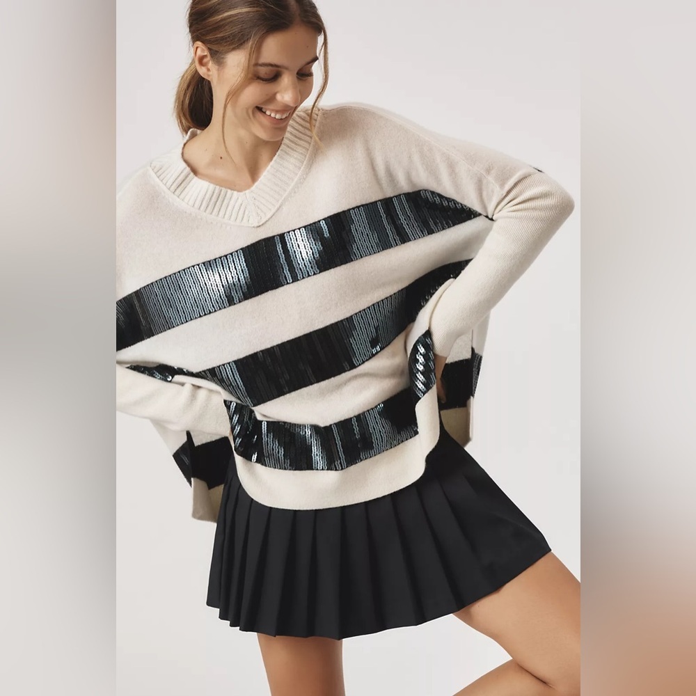 NWT Size XXS (P2P 24") - Anthropologie Cashmere Sequin Sweater (NWT US$ 268)